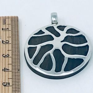 Sterling Silver 925 and Wood Pendant
